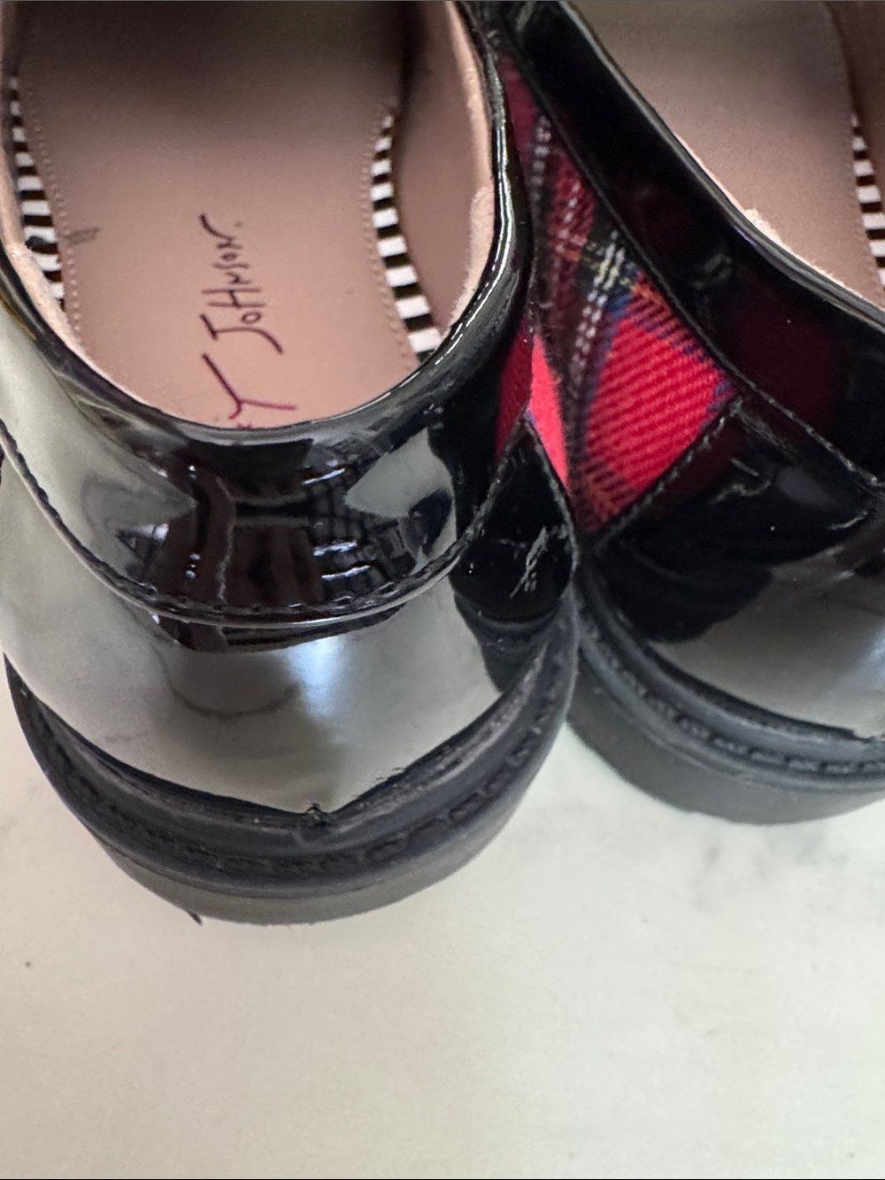Betsey Johnson Kid’s Harlo Platform Loafers • Pearls Rhinestones Plaid • Size 3 - Picture 8 of 8